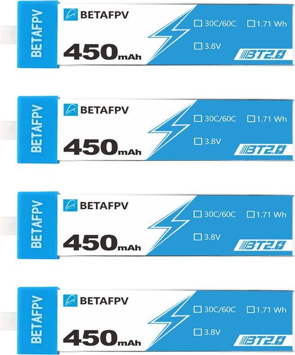 Energy Label BetaFPV BATERIA BT2.0 450MAH 1S 30C HV BATTERY (4PCS) (Drone battery)