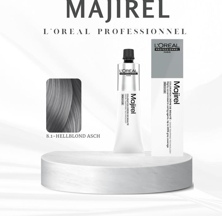 Image du produit L'Oréal Professionnel L'Oréal Majirel 8,1 Hellblond Asch 60 ml (8,1 Cendres blondes claires)
