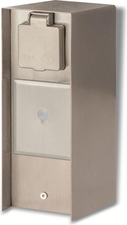Actual product image Bold Garden Socket outlet pillar BOLD POWER Orio Smart 10425, 3-way, IP44, brushed iron (3 x)