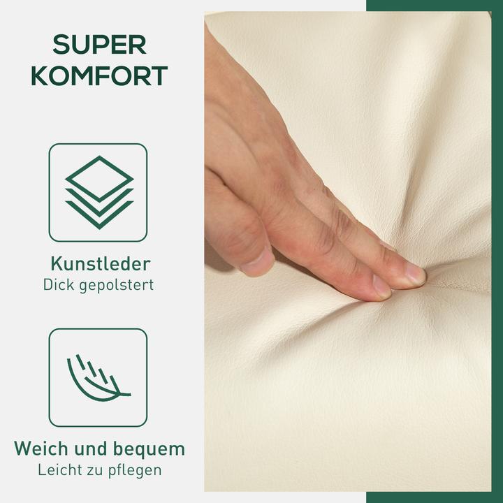Actual product image Homcom Relaxsessel mit Hocker Holz, Kunstleder Cremeweiss
