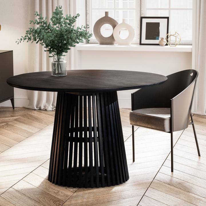 Produktbild FineBuy Esszimmertisch Esstisch 120x120x77 cm Massivholz Schwarz Küchentisch (120 x 120 x 77 cm)