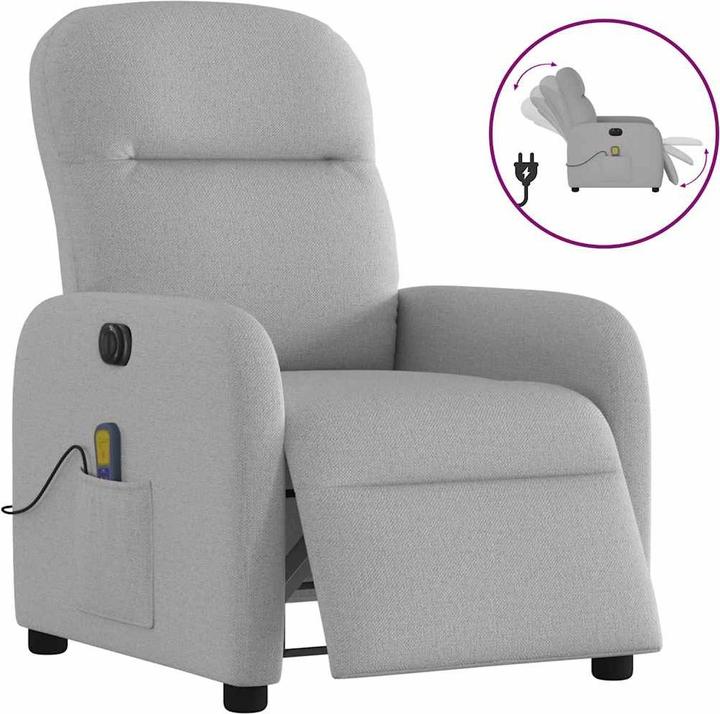 vidaXL Massagesessel Elektrisch Wolkengrau Stoff