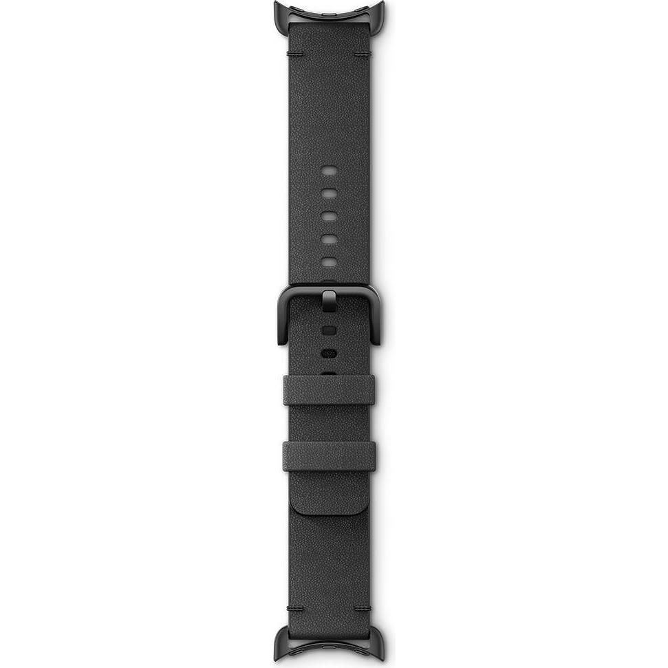 Google Pixel watch Band - Obsidian Craft Leathe (Edelstahl, italienisches Leder), Uhrenarmband, Schw