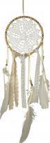 Immagine prodotto IKO Traumfänger weiss mit Holzperlenkreis & gesticktem