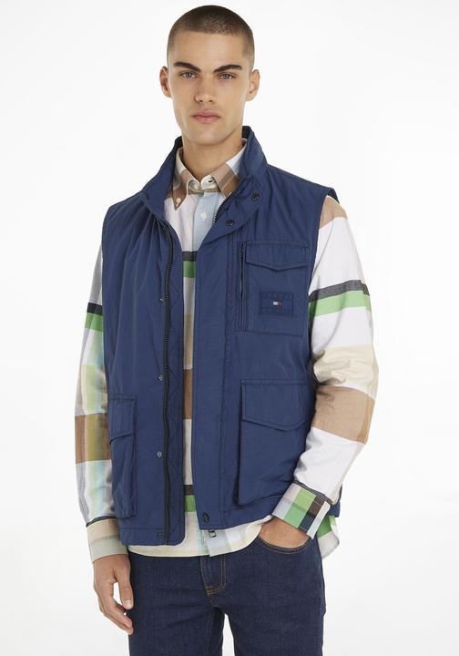 Actual product image Tommy Hilfiger Iconic Timeless Woven Vest with Three Flap Pockets and Water-Repellent Comfort (L)