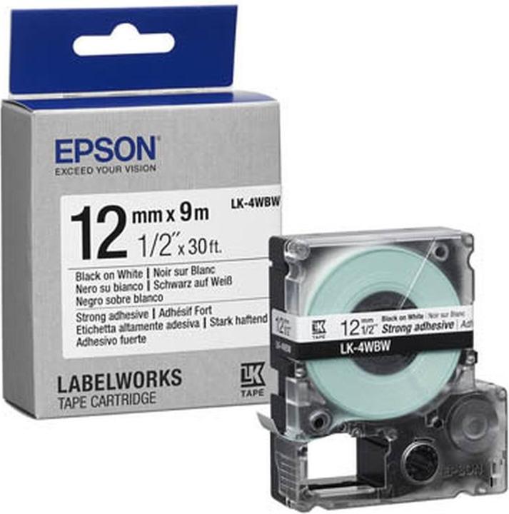 Actual product image Epson Label cassette LK-4WBW (1.20 cm, Black, White)