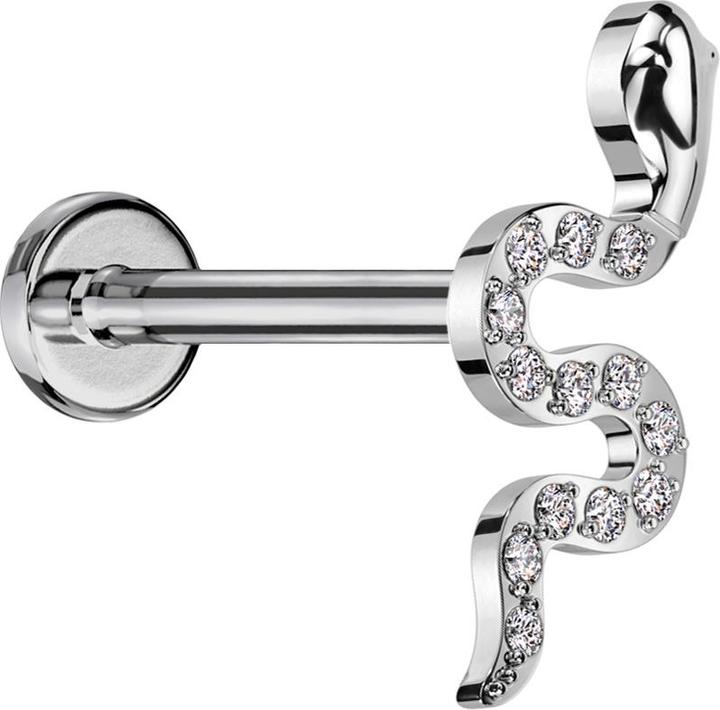 Produktbild Star Piercing Micro Labret Innengewinde silber Schlange silber Kristalle silber (ohne Messing, Titan)