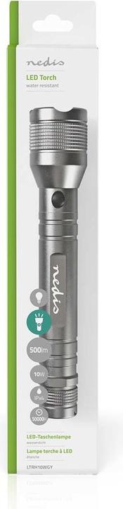 Actual product image Nedis LED torch, Premium, 500lm - silver (4.40 cm, 500 lm)