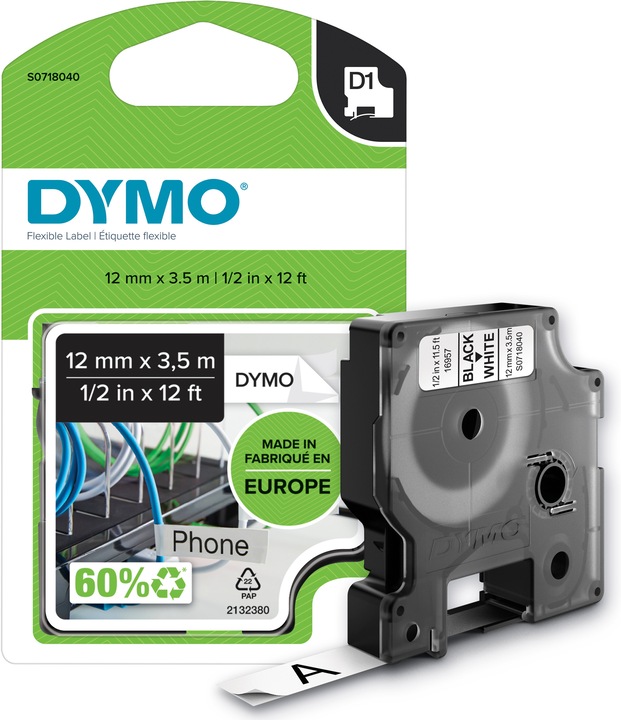 Produktbild Dymo D1 (1.20 cm, Weiss)