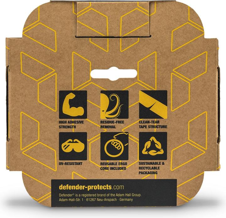 Image du produit Defender EXA-TAPE® BY 50 ERGO-CORE - Ruban adhésif tissé premium avec ERGO-Core | noir/jaune | brillant | 50 (50 mm)