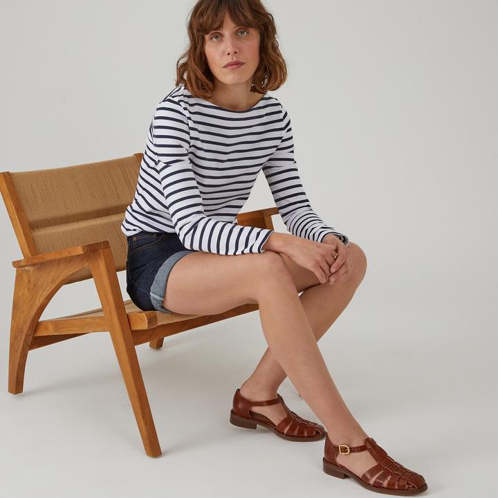 Produktbild La Redoute Collections Langarmshirt mit U-Boot-Ausschnitt und Streifenmuster (S)