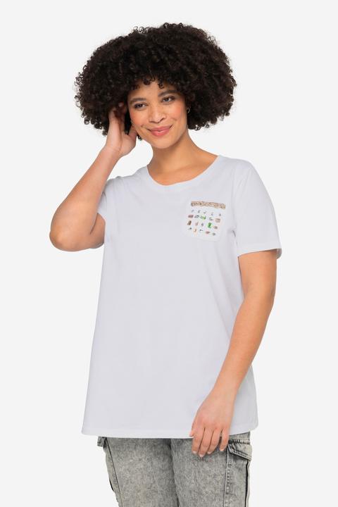 Actual product image Angel of Style Classic Fit Crew Neck Decorative Rhinestone Chest Pocket T-Shirt (52)