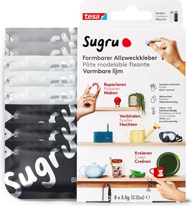 Actual product image Sugru by tesa Sugru 8x mouldable all-purpose adhesive, versatile adhesive putty for decorating, gluing & repairing (24 g)