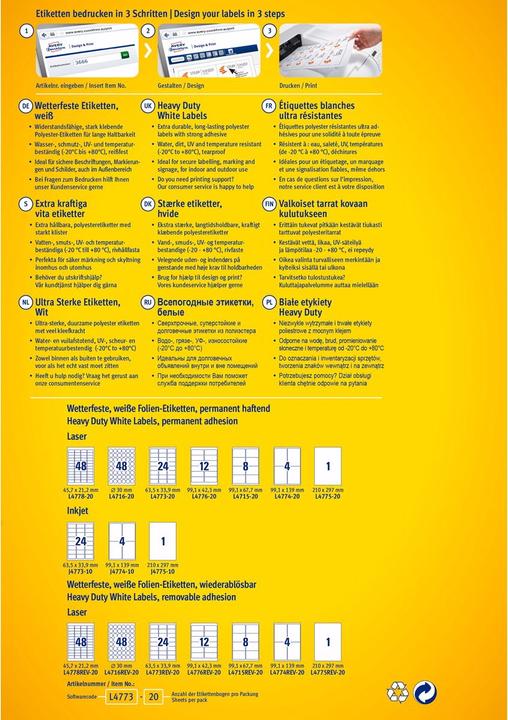 Actual product image Avery Weatherproof film labels