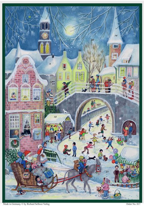 817 - Advent calendar - Donkey on Christmas sleigh