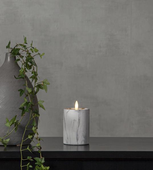 Produktbild Star Trading LED-Kerze Pillar Flame Marble 7.5 cm x 12.5 cm, Grau (1 x)