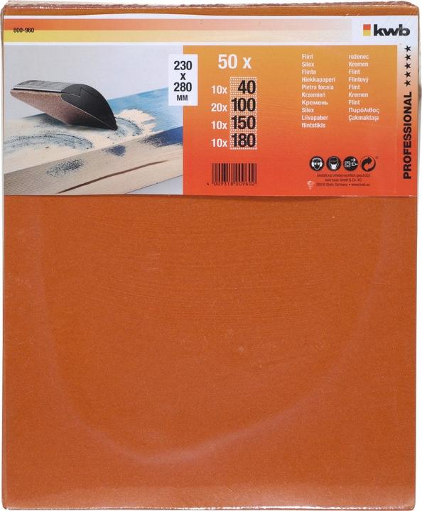 Produktbild kwb Handschleifpapier-Set Körnung (P20, P180, P50, P100, P40)