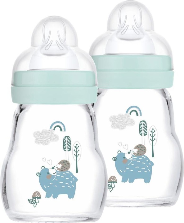 Produktbild MAM Babyflaschen Glas-Flasche 2er Pack Feel Good 170 ml - Silikon (170 ml)