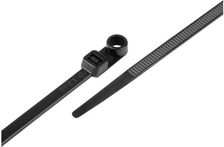 Produktbild Steffen Kabelbinder mit Schraubenloch schwarz 171.5mm x 3.7mm, Pack à 100 Stk. (Klettkabelbinder, 171.50 mm, 100 Stk.)