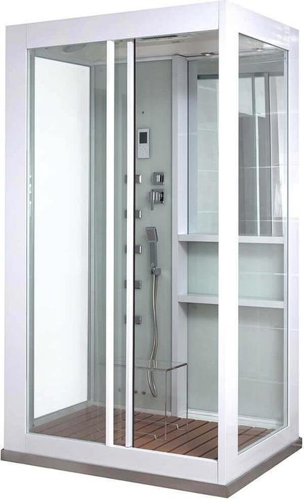 Home Deluxe Dampfdusche mit Wasserfall und Dampfsauna LUXUS XL, 120x90 cm - Weiss