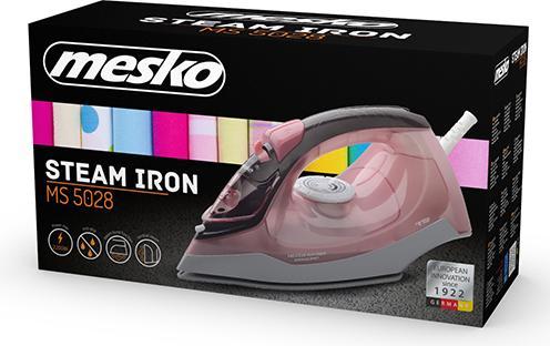 Image du produit Mesko MS 5028 Fer à repasser à sec & vapeur Semelle en céramique (2600 W, 60 g/min)