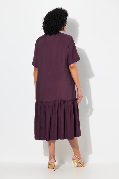 Produktbild Ulla Popken Midikleid, Volantsaum, A-Linie, V-Ausschnitt, Halbarm (46, 48)