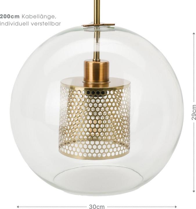 Produktbild Hermex Glas-Deckenleuchte Pendelleuchte Hängelampe Deckenlampe Hängeleuchte (E27)