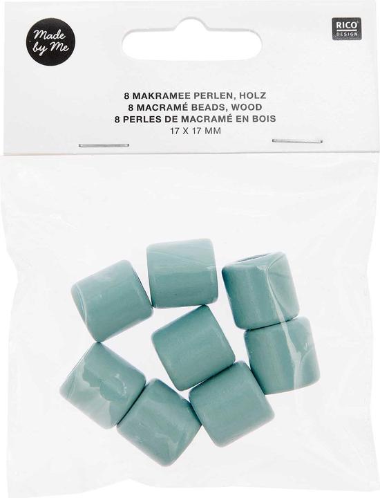 Actual product image Rico Design Wooden beads macramé turquoise, 8 pieces