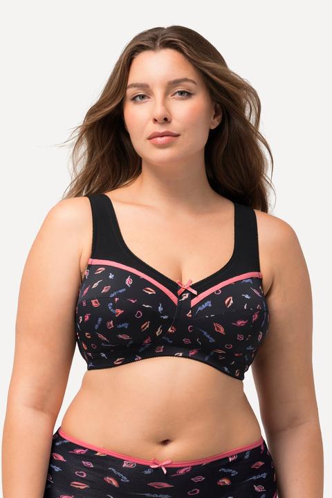 Image du produit Ulla Popken Soutien-gorge de maintien, sans armatures. Imprimé bouche. Bonnet C-F. (105 C)