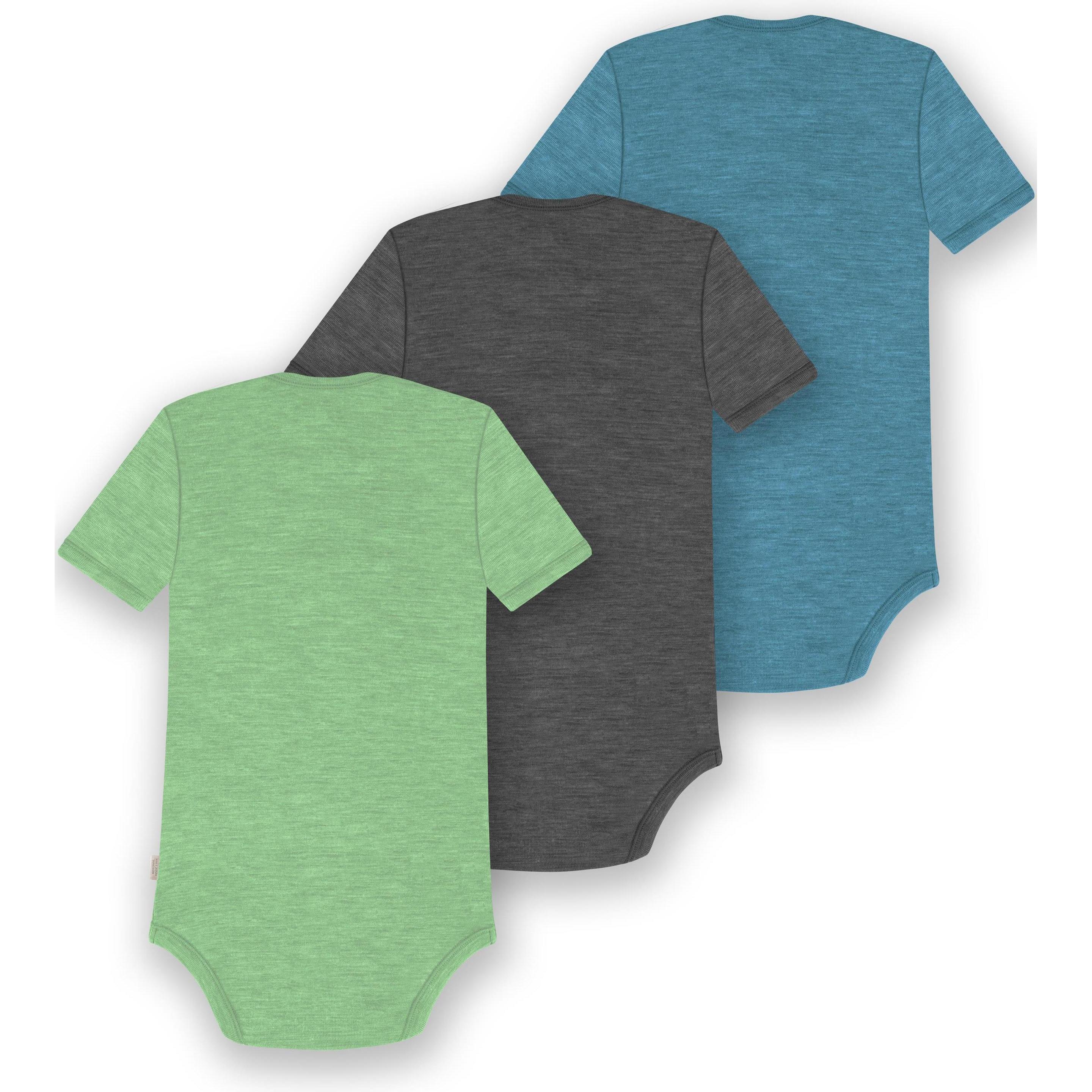 Thumbnail - Normani, Herren, Body, 3er Set Baby Merino Body Kurzarm „Tauranga" - 9299, Blau, (86)