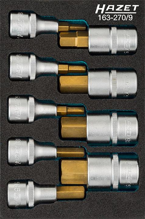 Produktbild HAZET Schraubendreher-Steckschlüsseleinsatz Satz 163-270/9 ∙ Vierkant12,5 mm (1/2 Zoll) ∙ Innen Sec… (10  mm, 15 mm, 16 mm, 14 mm, 17 mm, 11 mm, 18 mm, 12 mm, 13 mm, 19 mm)