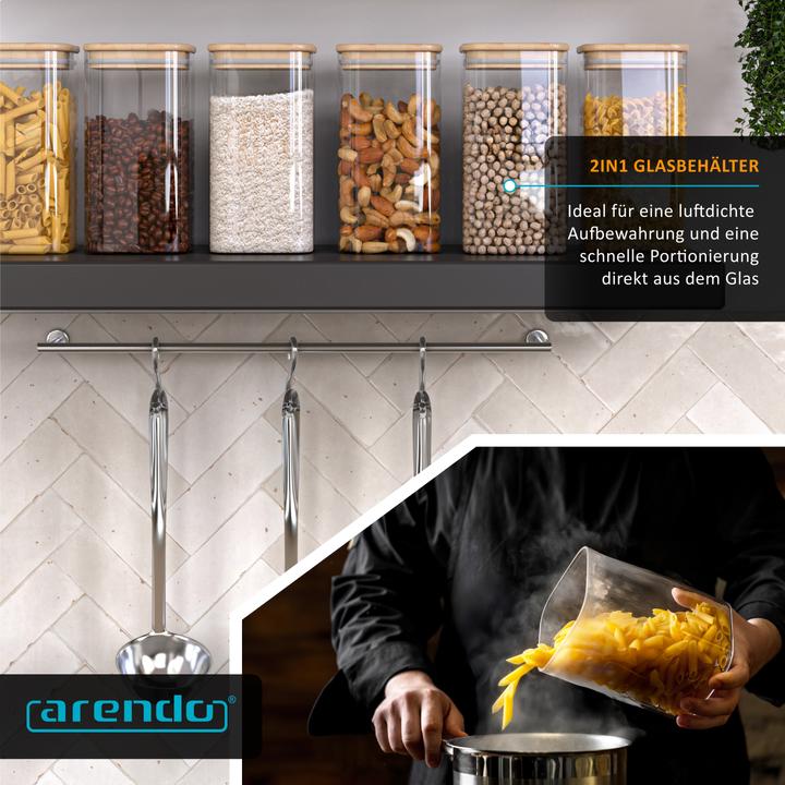 Actual product image Arendo 10x 1,5 L Vorratsgläser Glasbehälter 10er Set, Borosilikatglas, Bambusdeckel, Vorratsdosen luftdicht (1.50 l)