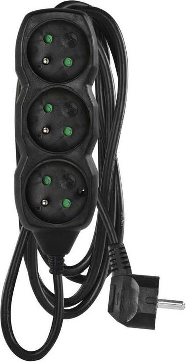 Produktbild Emos Verlängerungskabel mit Erdung 3 Steckdosen 3 m schwarz (PC0313) (3 x, CEE 7/5, 3 m)