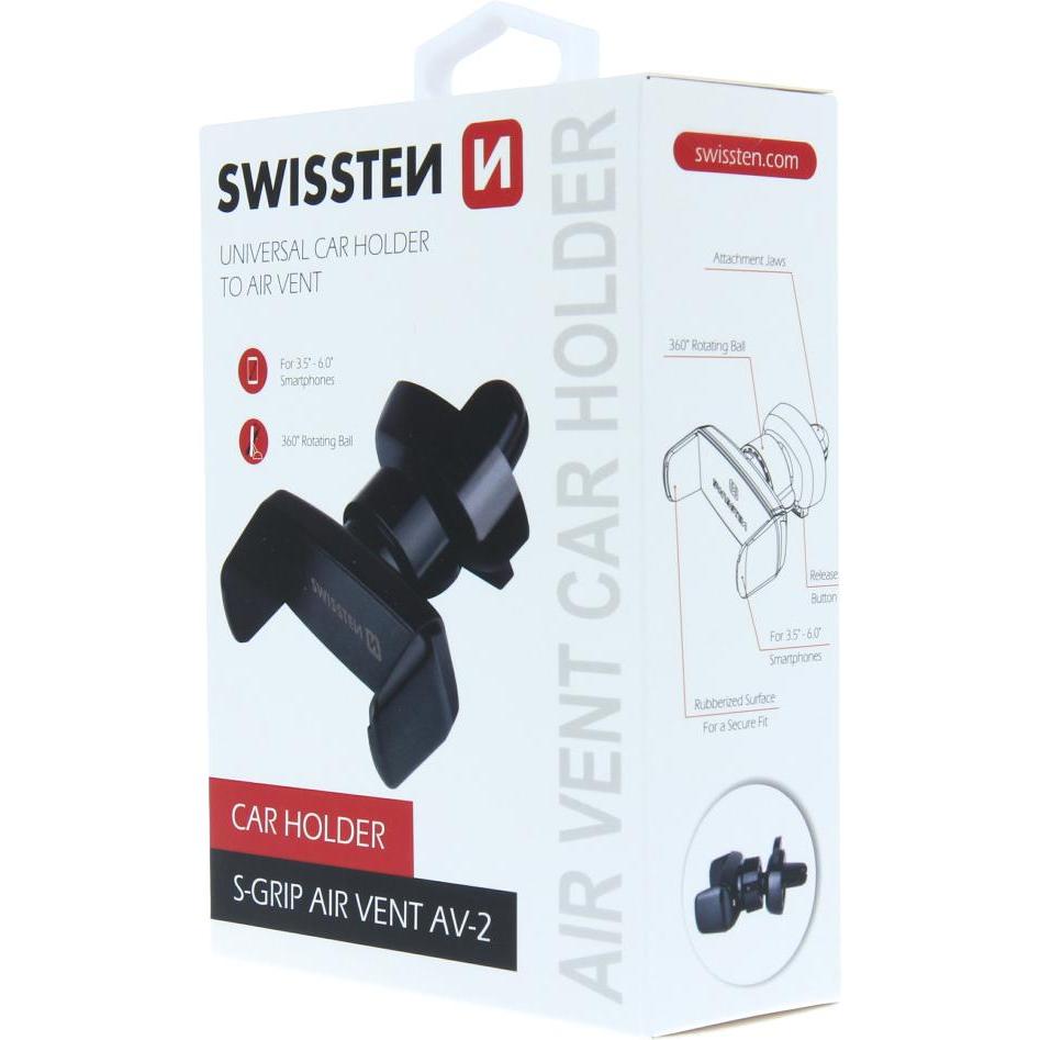 Thumbnail - Swissten Autohalterung TO AIR-VENT S-GRIP AV-2, Smartphone Halterung, Schwarz