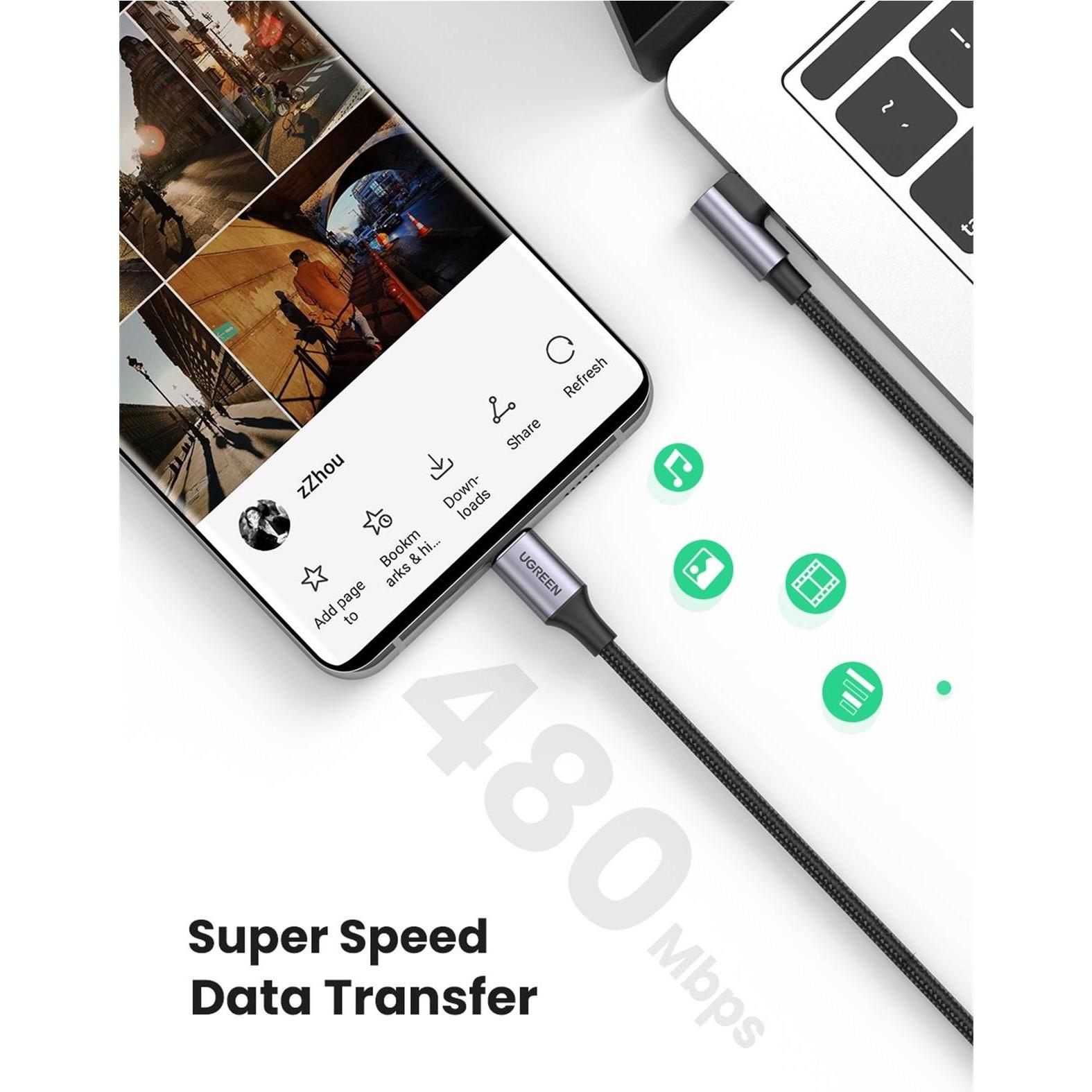 Thumbnail - Ugreen USB Typ C – USB Typ C (2 m, USB 2.0), USB Kabel