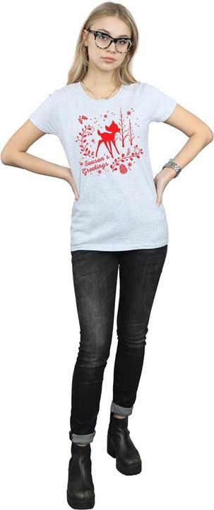 Actual product image Disney Womens/Ladies Bambi Christmas Greetings Cotton T-Shirt (XXL)