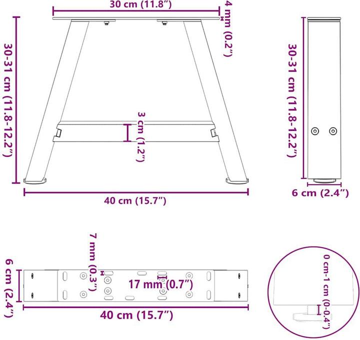 Actual product image vidaXL Couchtischbein