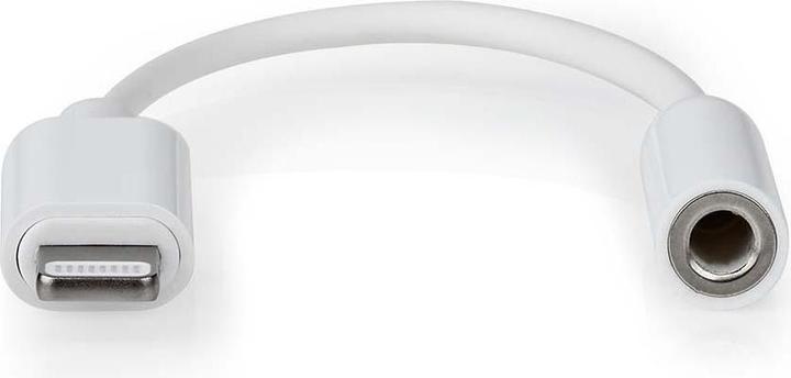Productafbeelding Nedis Lightning Adapter Apple Lightning 8-Pin 3,5 mm Female Vernikkeld 0,10 m Rond PVC Doosje (Bliksem, 3,5 mm aansluiting)
