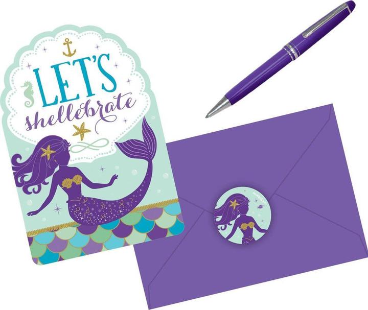 Produktbild Amscan 8 Einladungskarten Mermaid Wishes (6 Stk.)