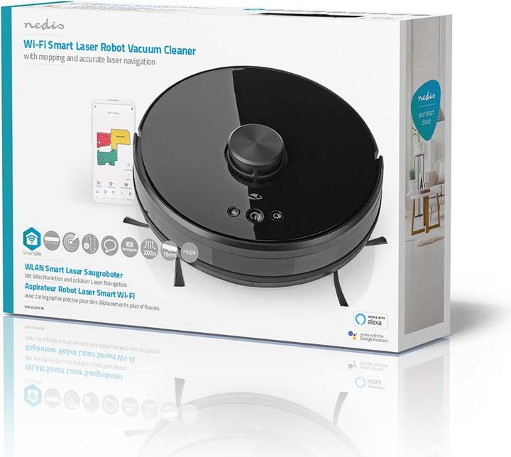Produktbild Nedis WIFIVCL001CBK- Robotický Vysavač | Laserová navigace | Wi-Fi | Kapacita Sběrné Nádrže: 0.6 l (2000 Pa)