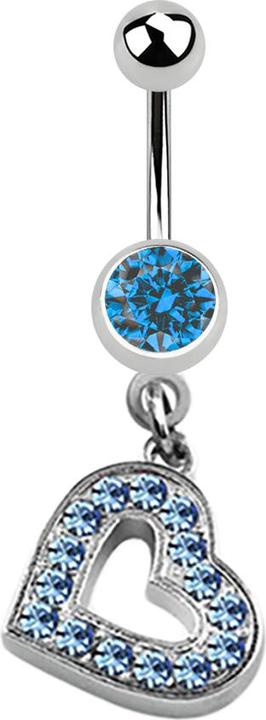 Immagine prodotto Star Piercing Banana in argento con ciondolo a cuore e cristallo azzurro (senza ottone, Acciaio chirurgico 316L)