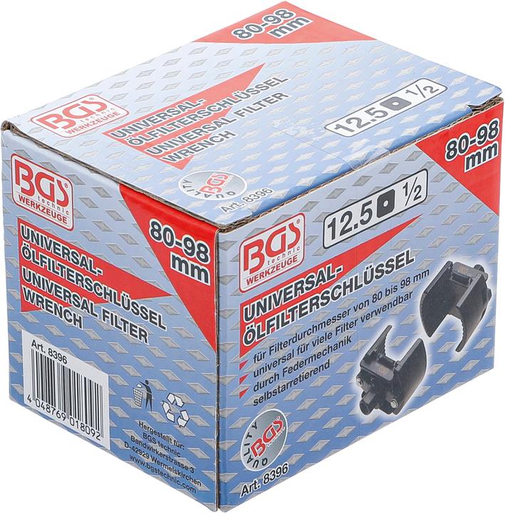 Actual product image BGS Universal Oil Filter Wrench 12.5 mm (1/2") Drive Ø 80 - 98 mm