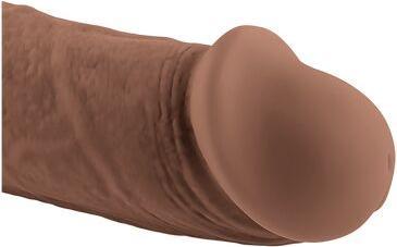 Actual product image Evolved Love is Back - 7 Inch Girthy Vibrating Dong - Realistic Looking & Rechargeable - Dark Beige