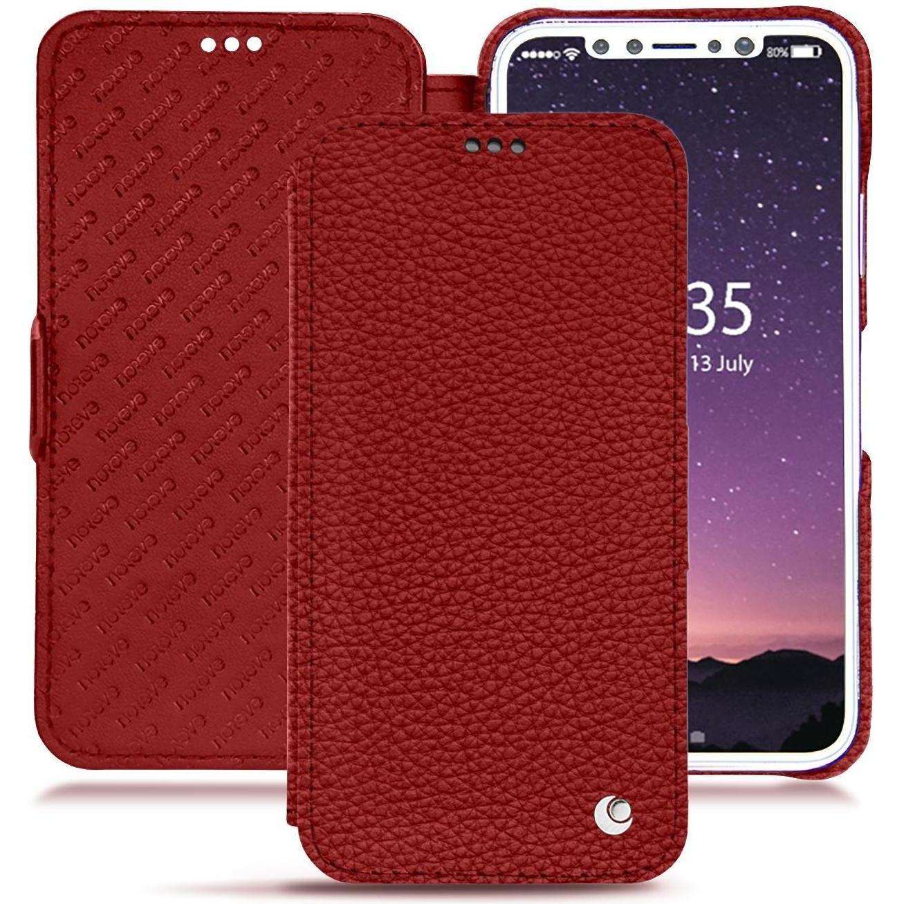Noreve Lederschutzhülle horizontal (Apple iPhone XS), Smartphone Hülle, Rot