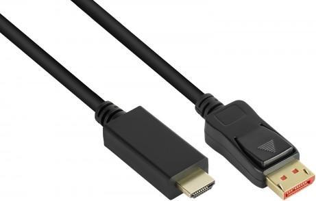 Produktbild Good Connections Anschlusskabel DisplayPort 1.4 an HDMI 2.0, 4K @60Hz, vergoldete Kontakte, OFC, schwarz, 3m, ® (3 m, DisplayPort, 2.0)