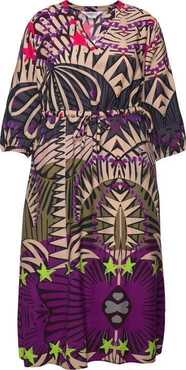 Actual product image Angel of Style Patterned 3/4-Sleeve Drawstring Waist Midi Dress (56)