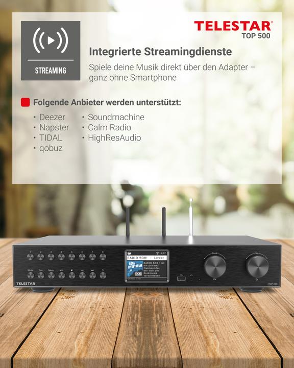 Actual product image Telestar TOP 500 sw HiFi-Tuner 43cm,Internet/DAB+/UKW,Streaming,BT,HM