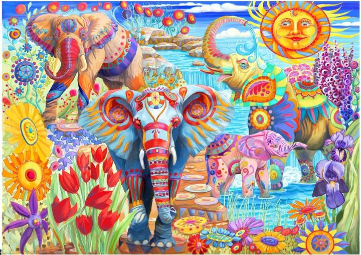 Actual product image Bluebird Puzzle Elephants in the Garden 2000 pieces (2000 pieces)