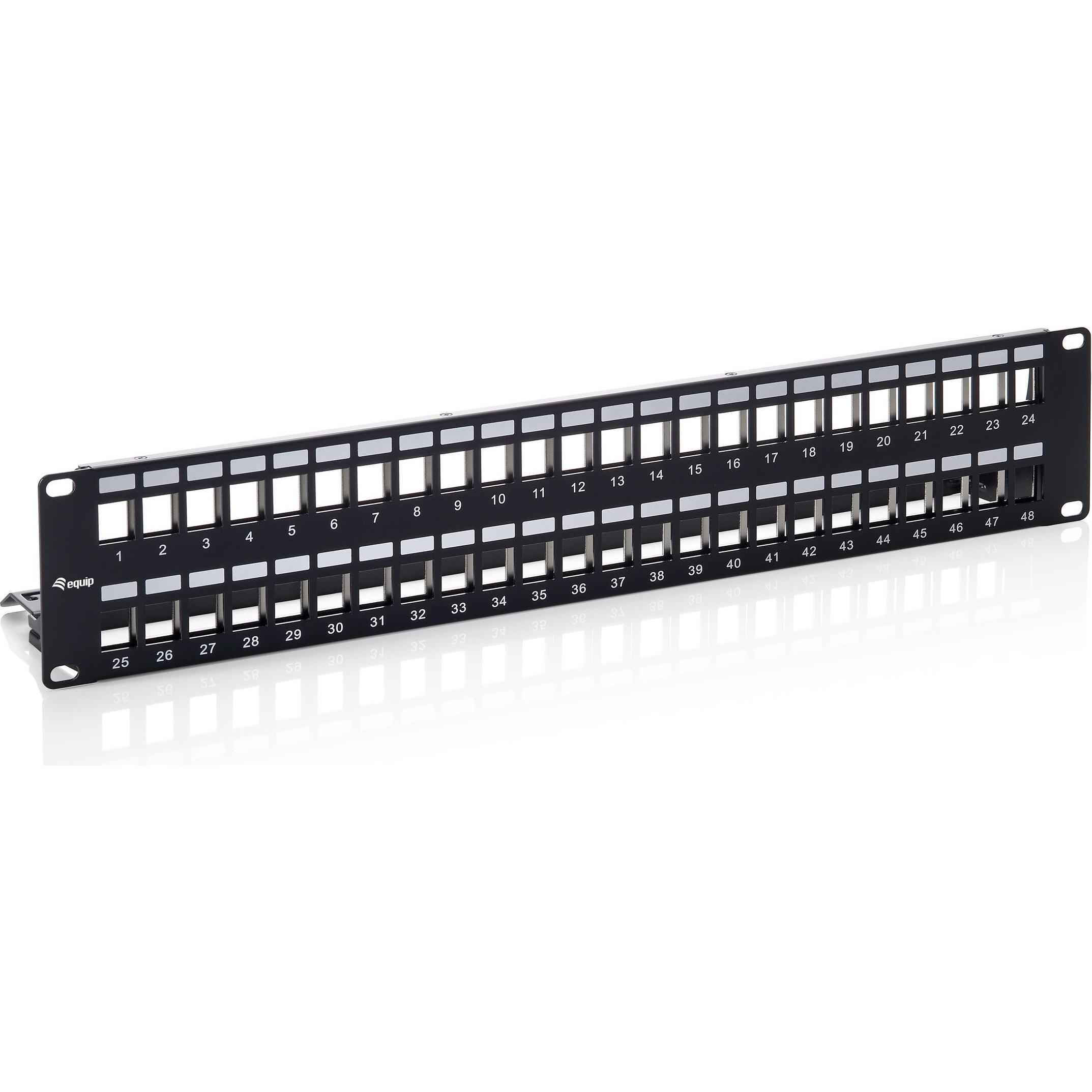 equip 769349 Pannello patch schermato Keystone Cat.6 a 48 porte, Accessori per server, Nero