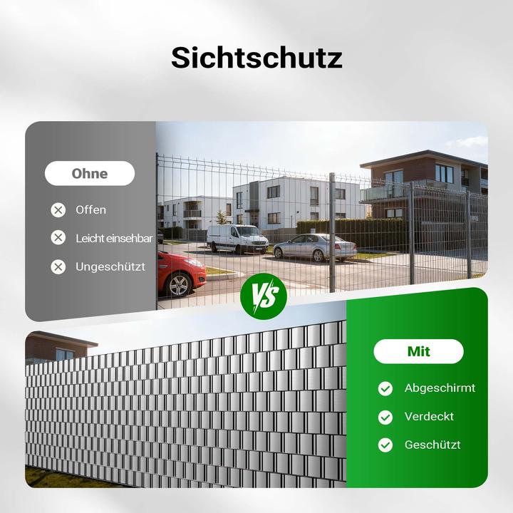 Produktbild Wiltec Sichtschutz Streifen 35mx19cm PVC 450g/m² 20 Clips Zaunfolie Zaunschutz